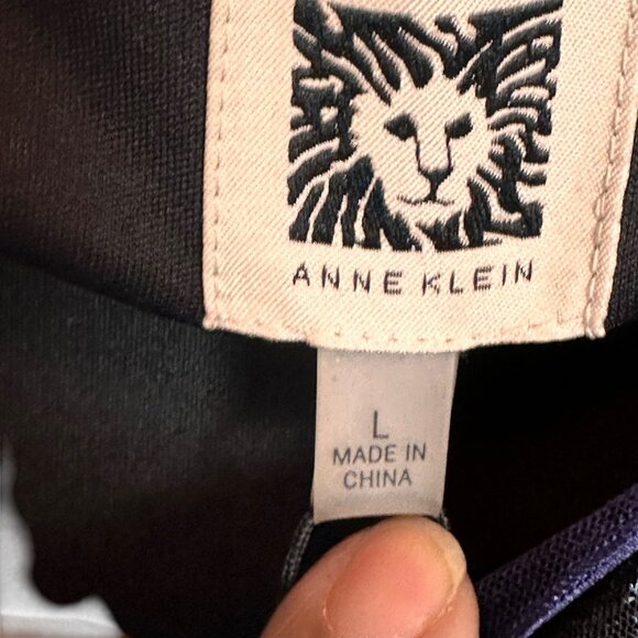 Anne Klein Large Long-Sleeve Lined Dress Abstract Print Blue Black Polyester - Picture 6 of 12